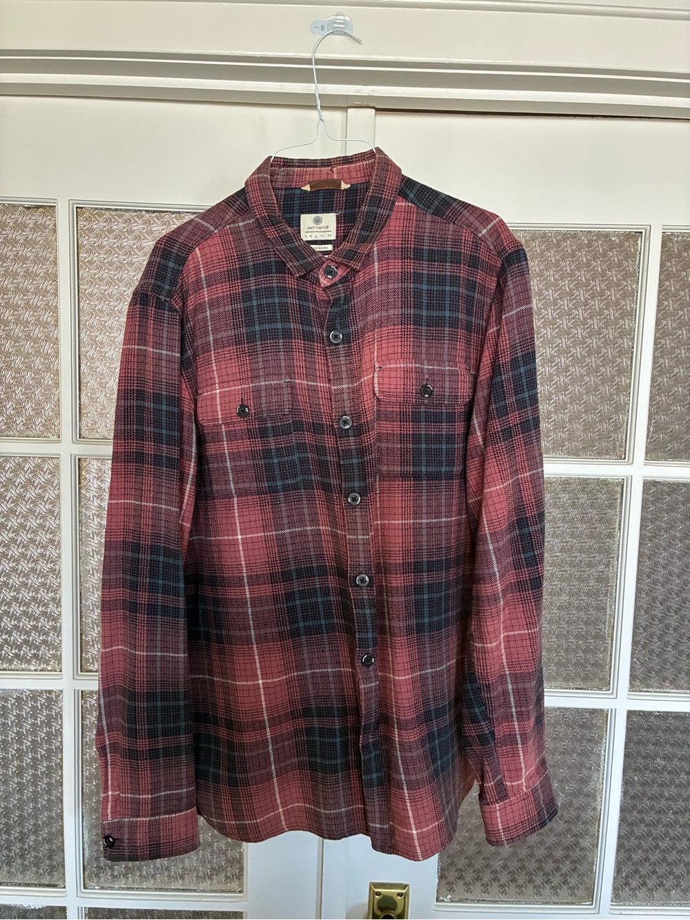 Men's Red and Black Plaid Button-Down Shirt, 100% cotton